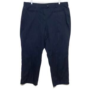 Lands End Trouser Leg Blue Pants Fit 3 Chinos Womens 20W Preppy Classic Office